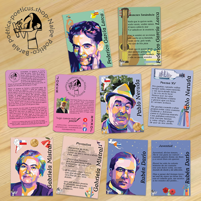 Naipe Poético - Juego de 32 poetas & 32 poemas | Hispanoamérica