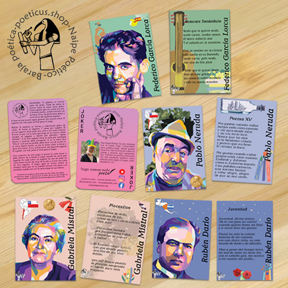 Naipe Poético - Juego de 32 poetas & 32 poemas | Hispanoamérica